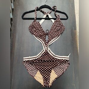 Cole of California Brown Polka Dot One-Piece Swimsuit